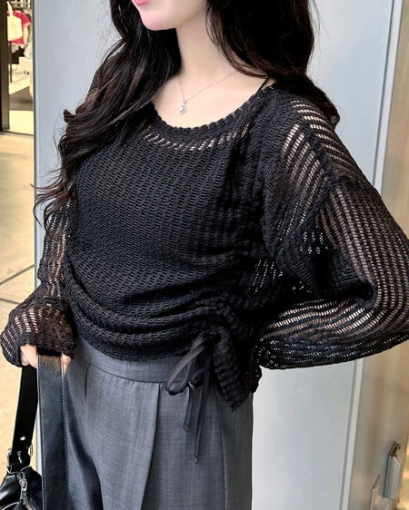 INGNI（イング） メッシュドロストトップス ｸﾛ