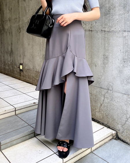 BackレースUPアシメスリットスカート