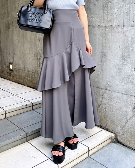 INGNI（イング） BackレースUPアシメスリットスカート ｸﾞﾚｰ