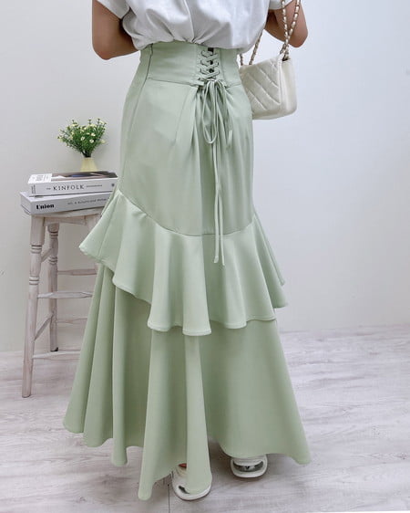 BackレースUPアシメスリットスカート