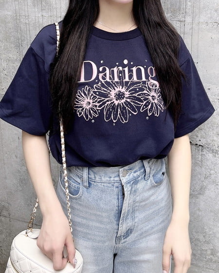 INGNI（イング） フラワーロゴTシャツ ｺﾝ/ﾋﾟﾝｸ