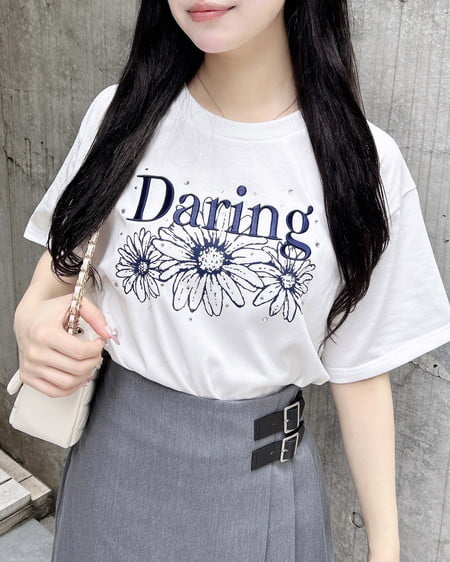INGNI（イング） フラワーロゴTシャツ ｵﾌﾎﾜｲﾄ/ｺﾝ