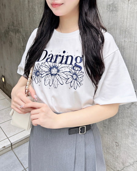 INGNI（イング） フラワーロゴTシャツ ｵﾌﾎﾜｲﾄ/ｺﾝ