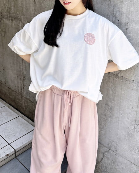 INGNI（イング） バックサークル貼付チュニックTシャツ ｵﾌﾎﾜｲﾄ/ﾋﾟﾝｸ