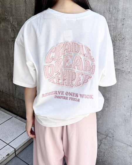INGNI（イング） バックサークル貼付チュニックTシャツ ｵﾌﾎﾜｲﾄ/ﾋﾟﾝｸ