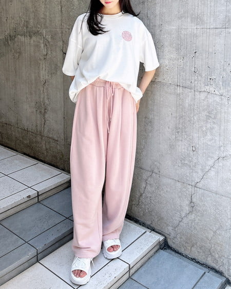 INGNI（イング） バックサークル貼付チュニックTシャツ ｵﾌﾎﾜｲﾄ/ﾋﾟﾝｸ