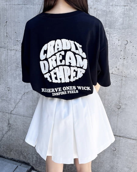 バックサークル貼付チュニックTシャツ