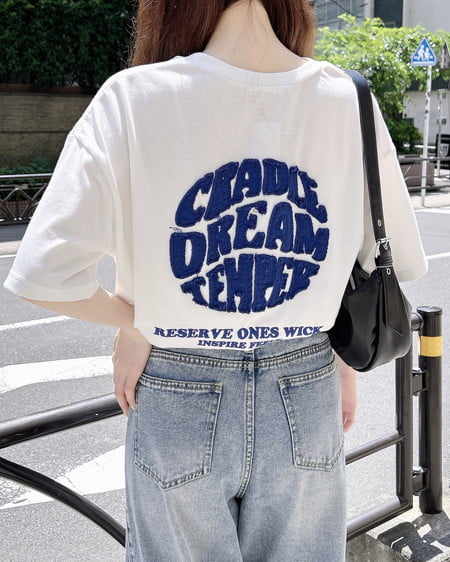 バックサークル貼付チュニックTシャツ