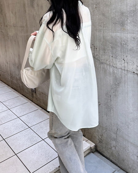 INGNI（イング） シアービッグシャツ ﾐﾝﾄｸﾞﾘｰﾝ