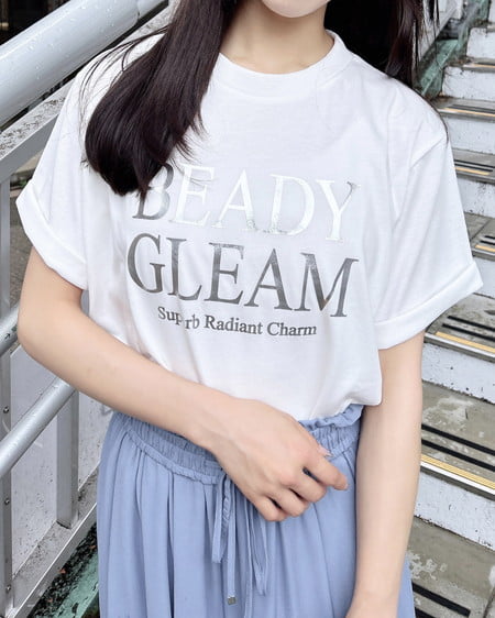 INGNI（イング） 箔プリントロゴTシャツ ｵﾌﾎﾜｲﾄ/ｼﾙﾊﾞｰ