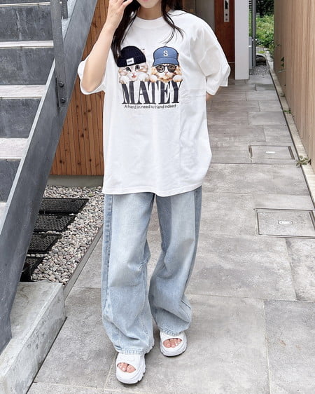 INGNI（イング） 猫ニット帽＆キャップTシャツ ｵﾌﾎﾜｲﾄ