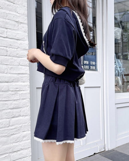 INGNI（イング） 裾レースミニスウェットプリーツスカート ｺﾝ