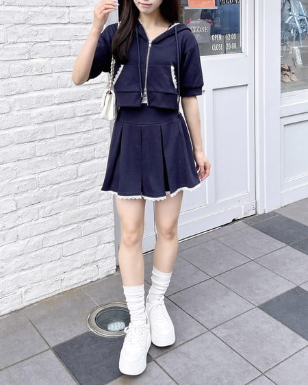 INGNI（イング） 裾レースミニスウェットプリーツスカート ｺﾝ