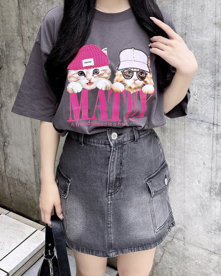 INGNI（イング） 猫ニット帽＆キャップTシャツ ｽﾐｸﾛ