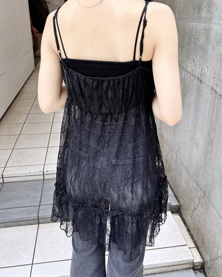 INGNI（イング） レースドロストキャミチュニック ｸﾛ