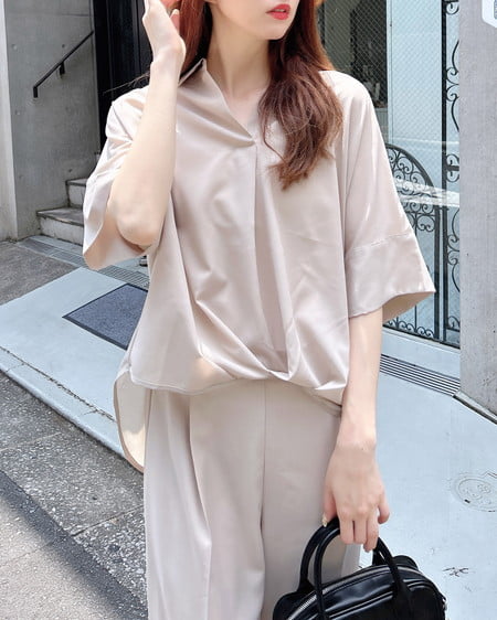 INGNI（イング） 裾タックスキッパーシャツ ﾍﾞｰｼﾞｭ