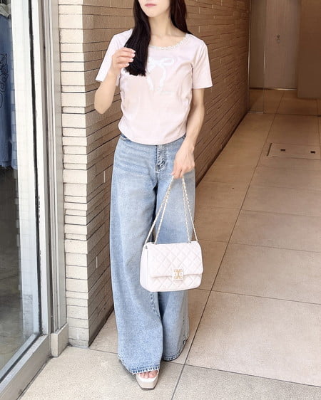 INGNI（イング） レース付きリボンTシャツ ﾋﾟﾝｸ