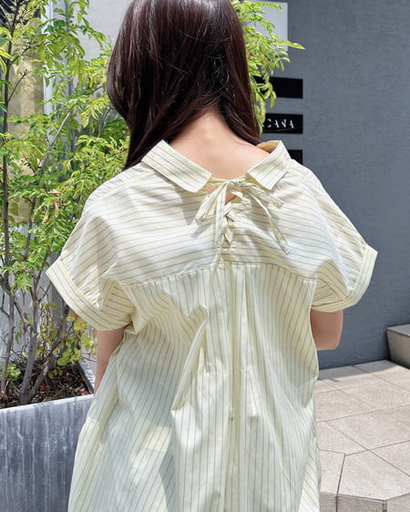【7／15までの限定価格】【WEB限定】多種ボタン後ろレースアップタケノコシャツ