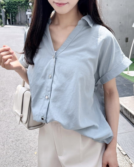 【7／15までの限定価格】【WEB限定】多種ボタン後ろレースアップタケノコシャツ