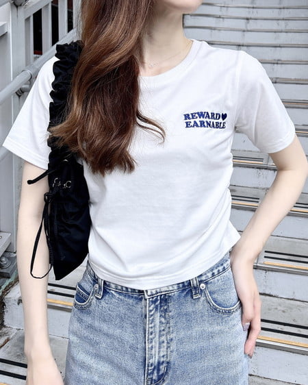 INGNI（イング） サイドドロストバックサガラハートTシャツ ｵﾌﾎﾜｲﾄ/ﾌﾞﾙｰ