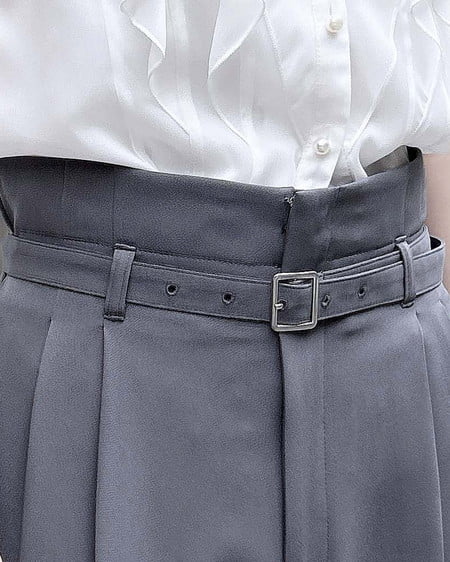INGNI（イング） 共ベルト付ワイドパンツ ﾁｬｺｰﾙｸﾞﾚｰ