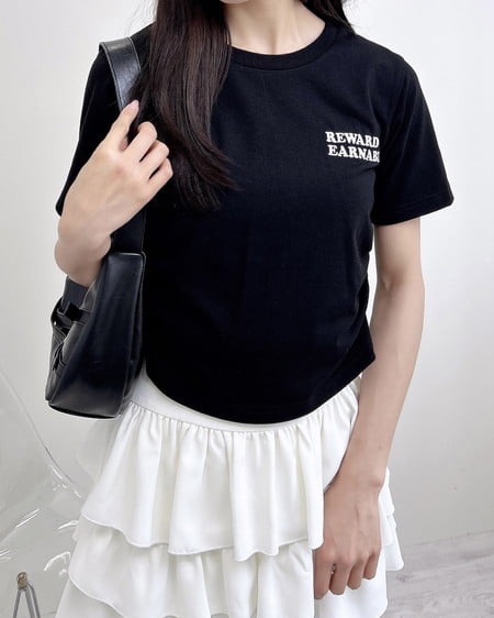 INGNI（イング） サイドドロストバックサガラハートTシャツ ｸﾛ/ｵﾌﾎﾜｲﾄ