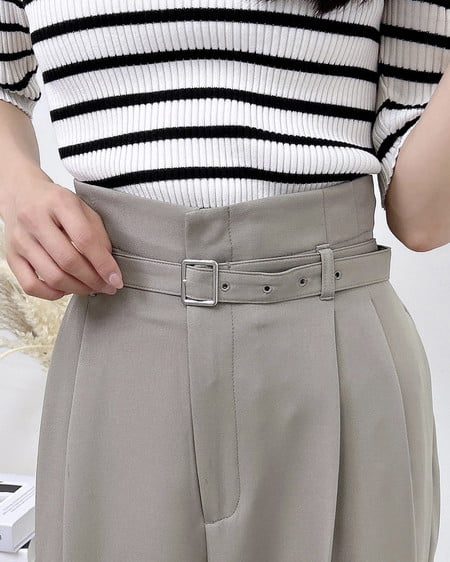 INGNI（イング） 共ベルト付ワイドパンツ ﾍﾞｰｼﾞｭ