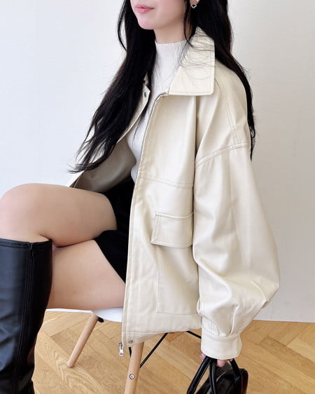 【WEB限定】フェイクレザーBIGブルゾン
