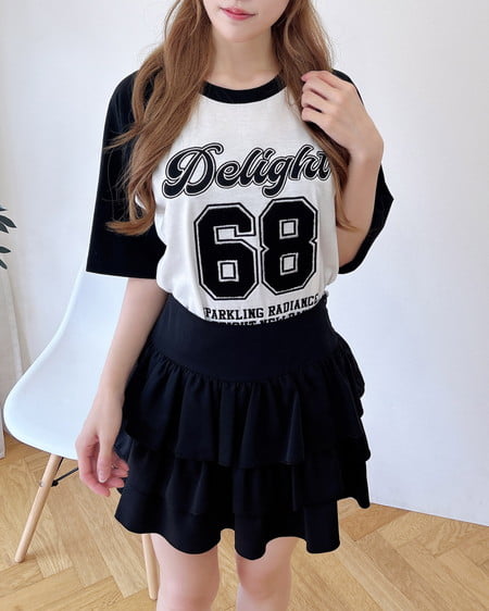 INGNI（イング） ナンバリングロゴチュニックTシャツ ｵﾌﾎﾜｲﾄ/ｸﾛ