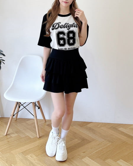 INGNI（イング） ナンバリングロゴチュニックTシャツ ｵﾌﾎﾜｲﾄ/ｸﾛ