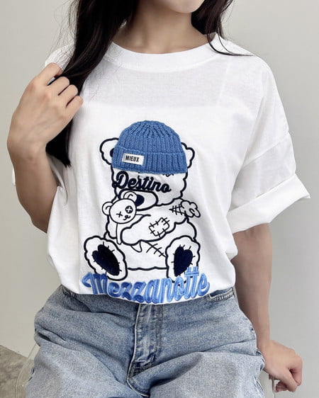 【8／5までの限定価格】【WEB限定】傷ベア刺繍Tシャツ