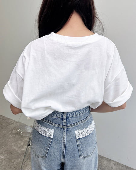 INGNI（イング） 傷ベア刺繍Tシャツ ｵﾌﾎﾜｲﾄ
