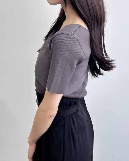 INGNI（イング） アシンメトリーニット ﾁｬｺｰﾙｸﾞﾚｰ