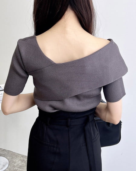 INGNI（イング） アシンメトリーニット ﾁｬｺｰﾙｸﾞﾚｰ