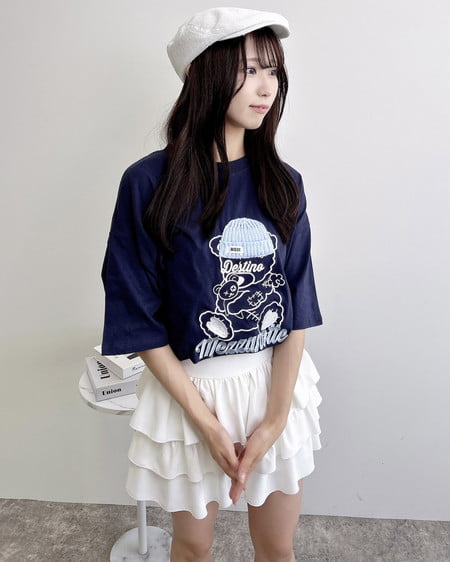 INGNI（イング） 傷ベア刺繍Tシャツ ｺﾝ