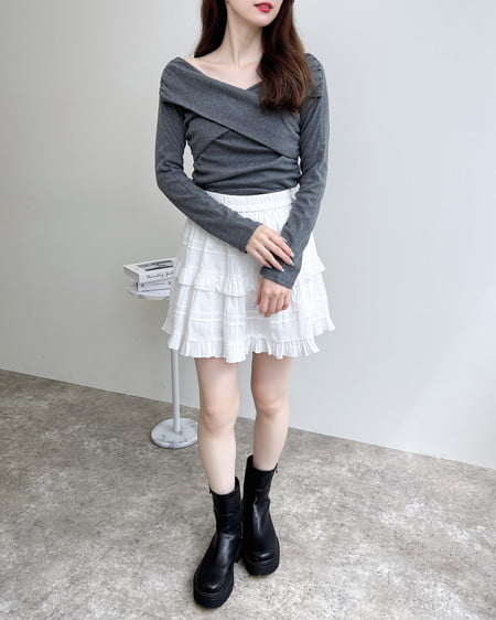 INGNI（イング） カシュクールトップス ﾁｬｺｰﾙｸﾞﾚｰ