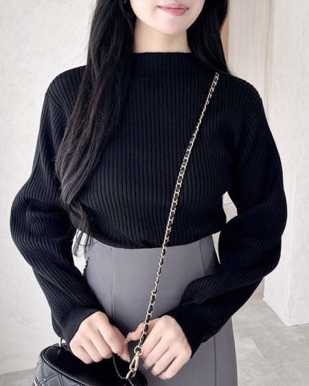 【WEB限定】ボトルネックリブニット