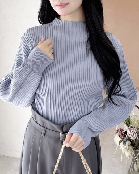【WEB限定】ボトルネックリブニット