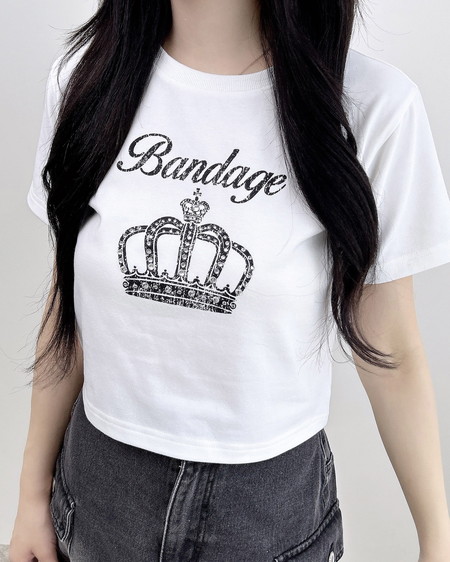 ラインストーンクラウンロゴTシャツ
