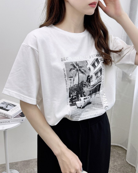 INGNI（イング） 転写箔プリントTシャツ ｵﾌﾎﾜｲﾄ/ｼﾙﾊﾞｰ