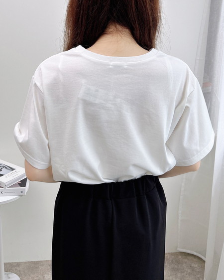 INGNI（イング） 転写箔プリントTシャツ ｵﾌﾎﾜｲﾄ/ｼﾙﾊﾞｰ