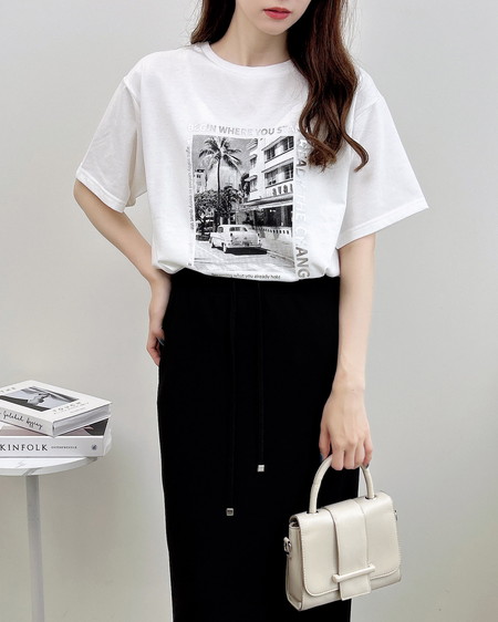 INGNI（イング） 転写箔プリントTシャツ ｵﾌﾎﾜｲﾄ/ｼﾙﾊﾞｰ