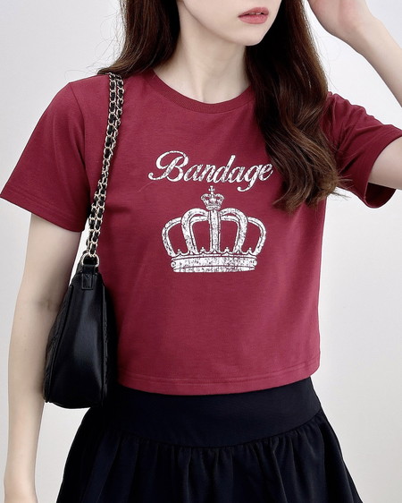 ラインストーンクラウンロゴTシャツ
