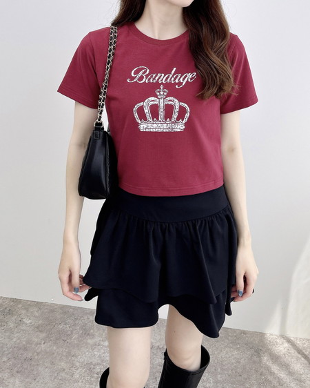 INGNI（イング） ラインストーンクラウンロゴTシャツ ﾎﾞﾙﾄﾞｰ