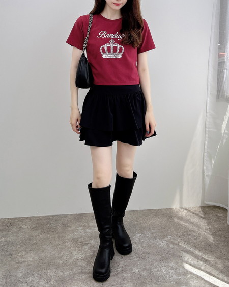 INGNI（イング） ラインストーンクラウンロゴTシャツ ﾎﾞﾙﾄﾞｰ