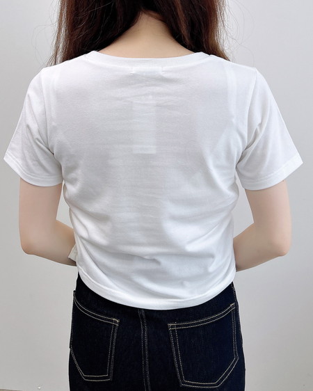INGNI（イング） サイドギャザー貼付ロゴTシャツ ｵﾌﾎﾜｲﾄ/ﾁｪｯｸ