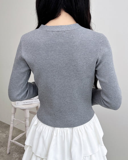 INGNI（イング） フレアスリーブリブニットカーディガン ｸﾞﾚｰ