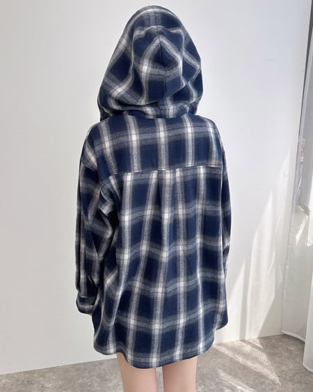 INGNI（イング） フードビッグチェック柄シャツ ｺﾝ/ﾁｪｯｸ