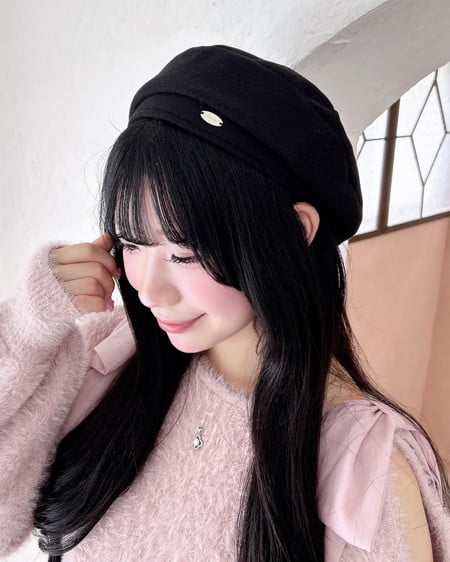 INGNI（イング） プレート付フェイクウールベレー ｸﾛ
