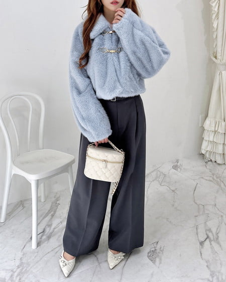 INGNI（イング） 共ベルト付ワイドパンツ ﾁｬｺｰﾙｸﾞﾚｰ